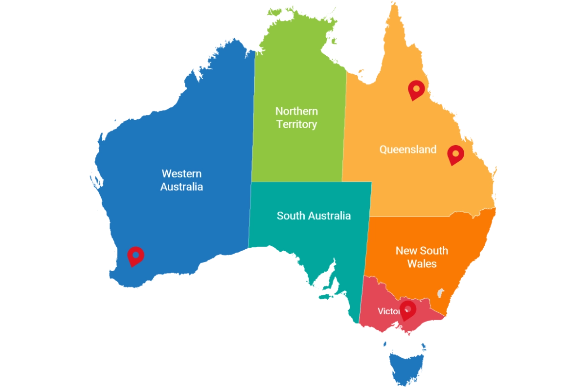 Australia area coverage map